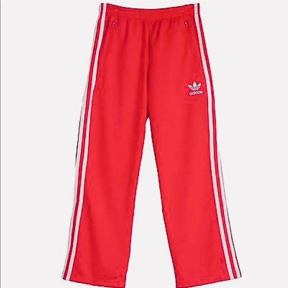 adidas firebird track pants red